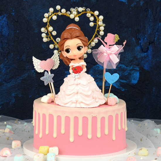 Princess Belle Doll Cake Topper Pink